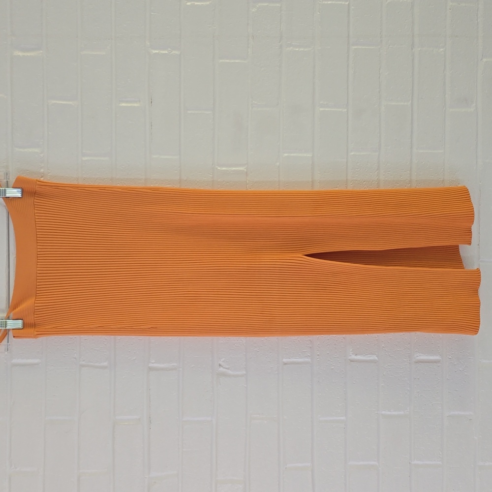 JONATHAN SIMKHAI Orange Sade Rib Knit Midi Skirt Size L - Picture 5 of 7